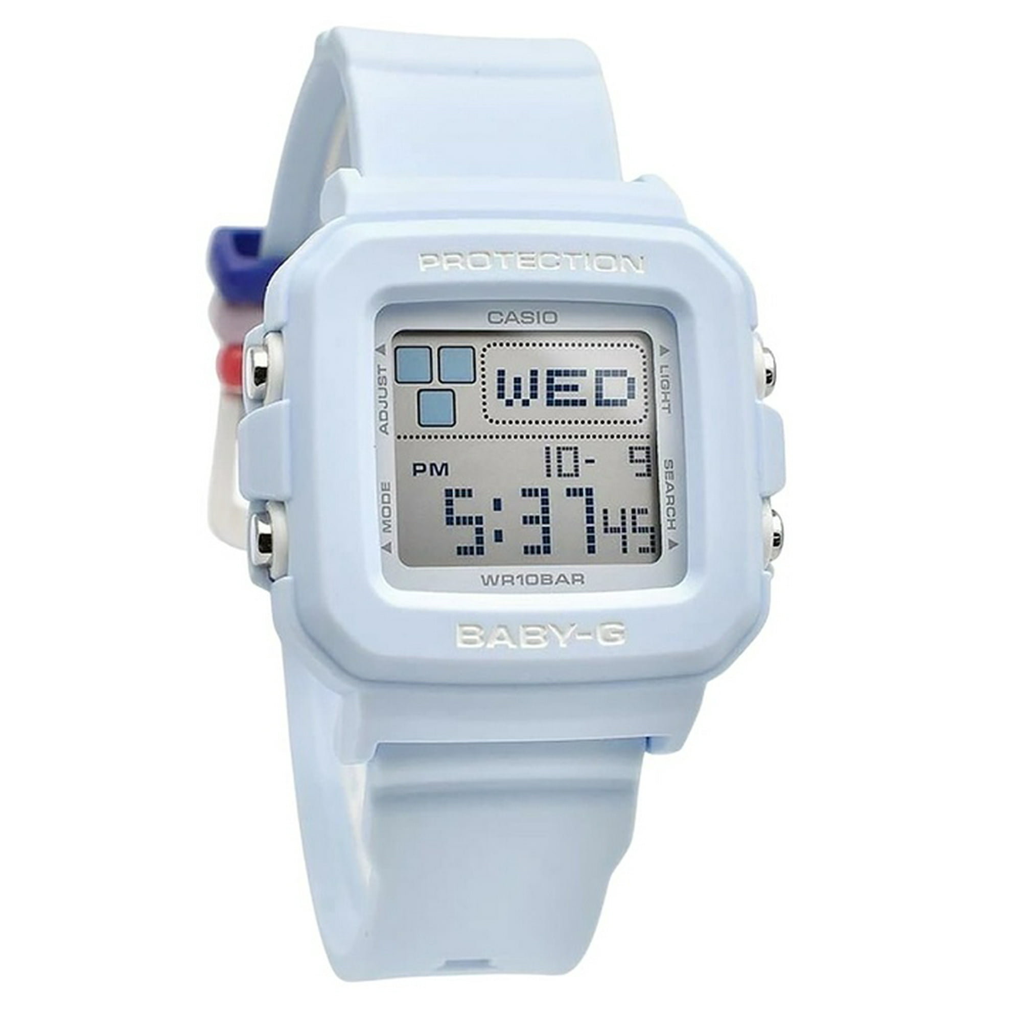 Reloj Casio Baby-g Plus Digital Light Blue Resin Strap Quartz Bgd-10l-2 100m Women's Watch With Extra Band Loops