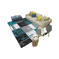 Genérico - Alfombra 160X200Cm Cuadros Turquesa Delgada Wym