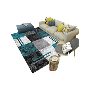 Genérico - Alfombra 160X200Cm Cuadros Turquesa Delgada Wym