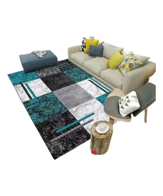 Genérico - Alfombra 160X200Cm Cuadros Turquesa Delgada Wym