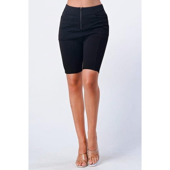 Shorts Thin Blue Line Biker Con Cierre Negro