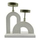 thumbnail image 2 of Candelabro Porta Vela Doble De Madera Blanco Con Dorado, 2 of 7