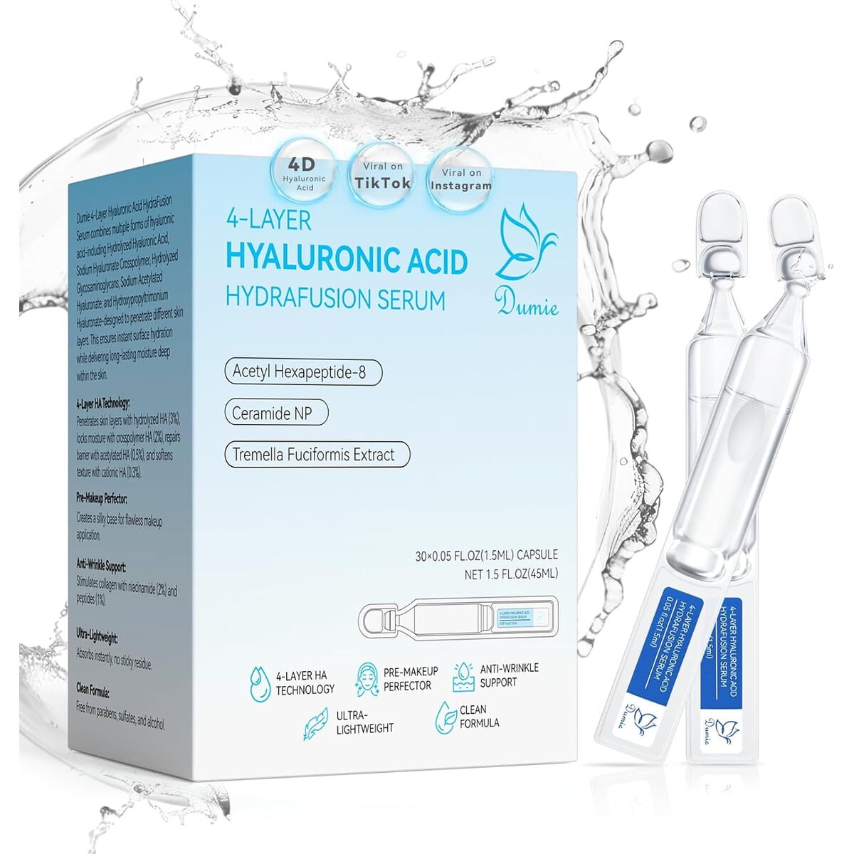 Sérum Facial Dumie Ácido Hialurónico 4d Hidratante