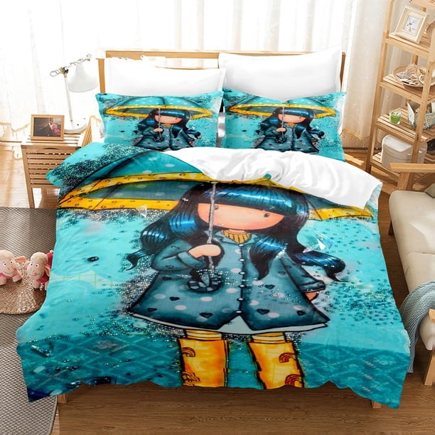 Anime American Girl Bedding Set Polyester 3D Digital Printing Bedding Set Girl Bed Bed Bedroom Set Luxury Birthday Gift Bed Sheets