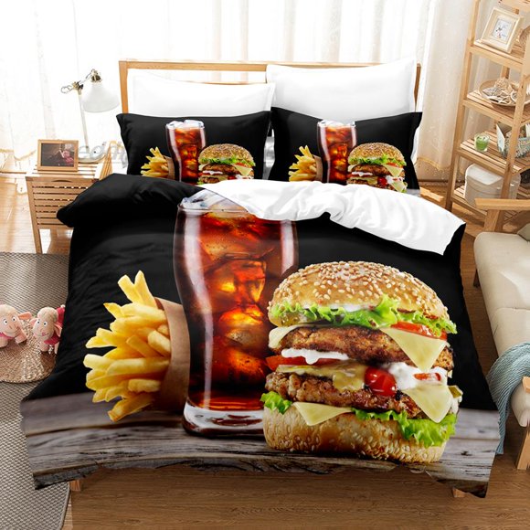 Foodie Hamburger Bedding Set Bed Set Aldult Kid Bedroom Duvetcover Sets bed sheet set