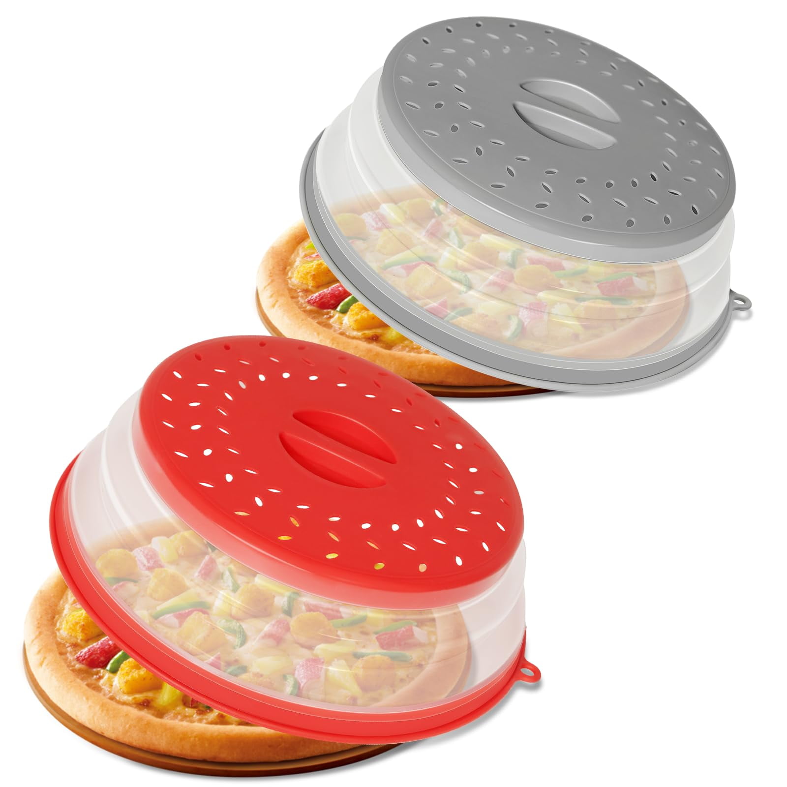 Funda Antisalpicaduras Para Microondas Casaculina, Plegable, Paquete De 2, Gris Y Rojo