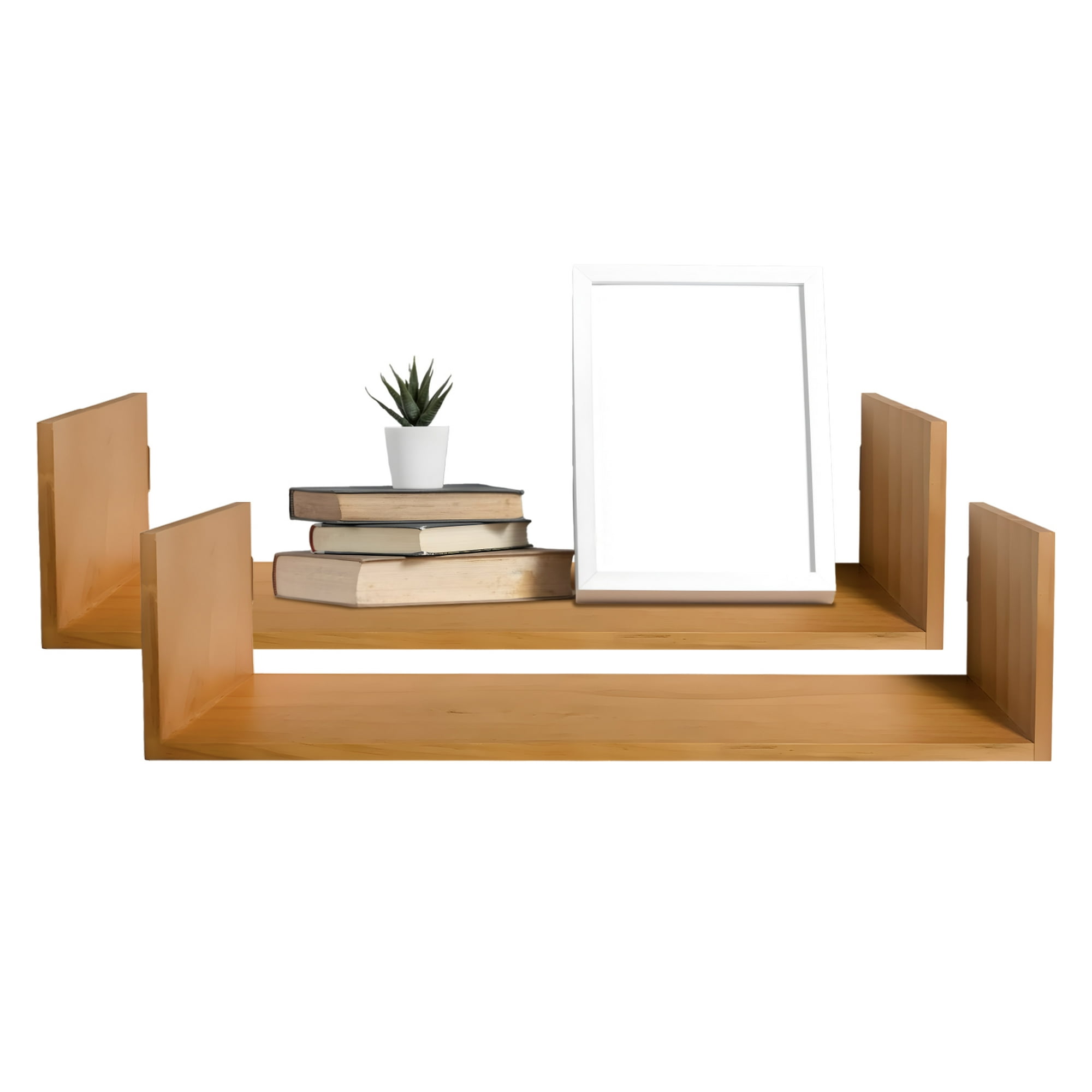 Vincenzi - Pack 2 Repisas Flotantes Madera 40x15 Cm Fijación Invisible