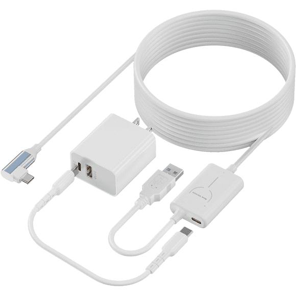 Cable de enlace de 16 pies para Meta Quest 3/Quest 2/Quest 1, cable VR Link con puerto de carga separado, cable de carga USB 3.0 tipo C a C para PC de juegos con visores VR