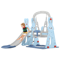 Mundo Online - Resbalín Columpio 3 En 1 + Aro Basket, Centro De Juegos Celeste