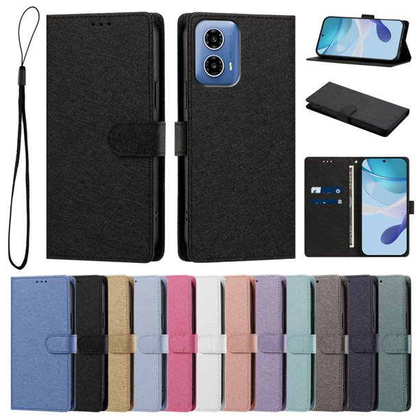 Cartera Protectora para Motorola Moto G34 con Soporte, Negro
