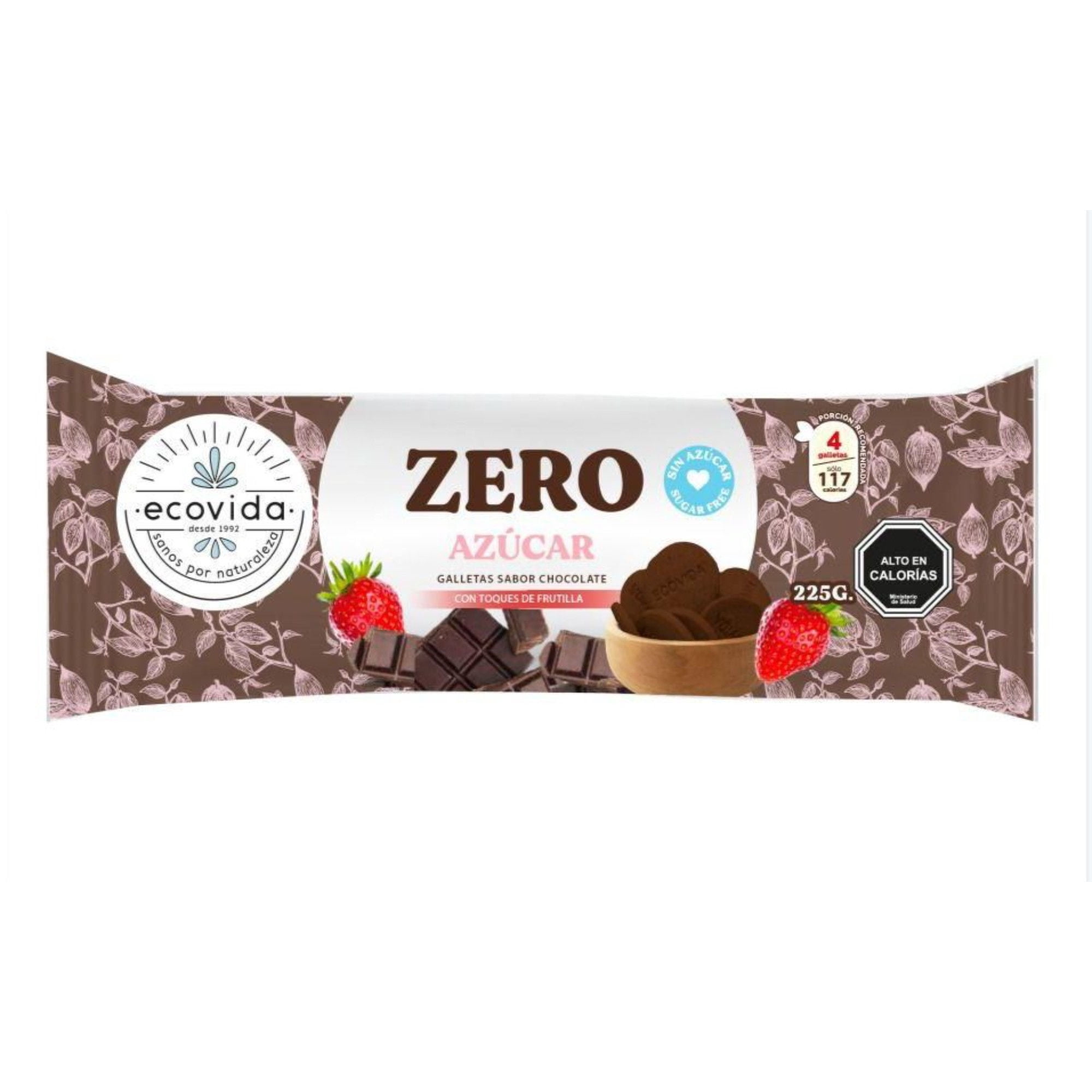 Galletas Chocolate Con Frutillas Zero Azúcar 225 g Ecovida