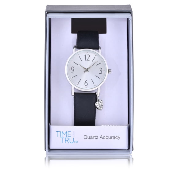 Reloj Time and Tru Cuarzo Cristal Correa Cuero Negro