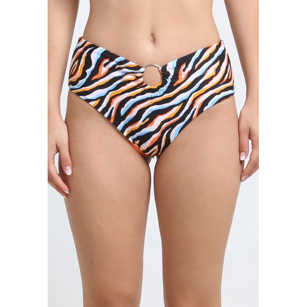 Bikini calzón clásico alto argolla estampado naranja Talla M