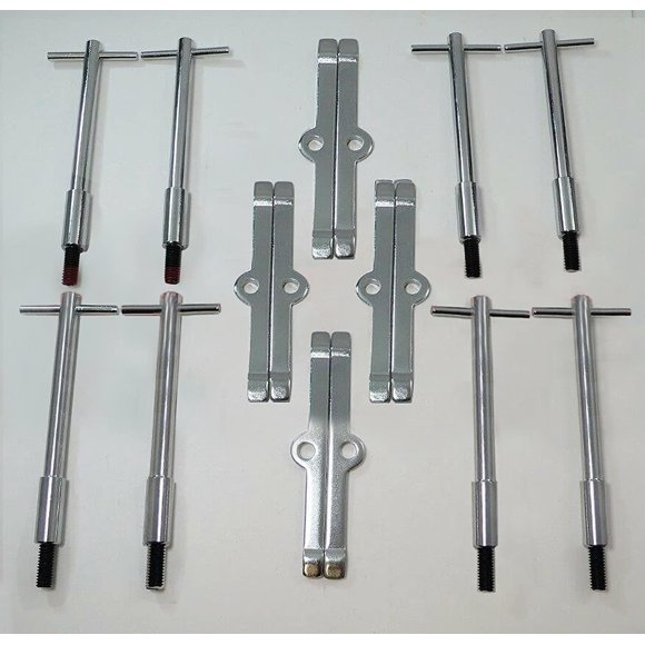 Juego de 8 piezas para tapa de válvula RJSPHH en plata con extensores cromados