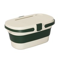 Ioensy - Cesta De Picnic Plegable Caja De Almacenamiento De Gran Capacidad Cesta De Almacenamiento Portátil Blanco Verde