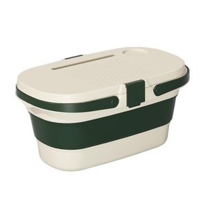 Ioensy - Cesta De Picnic Plegable Caja De Almacenamiento De Gran Capacidad Cesta De Almacenamiento Portátil Blanco Verde