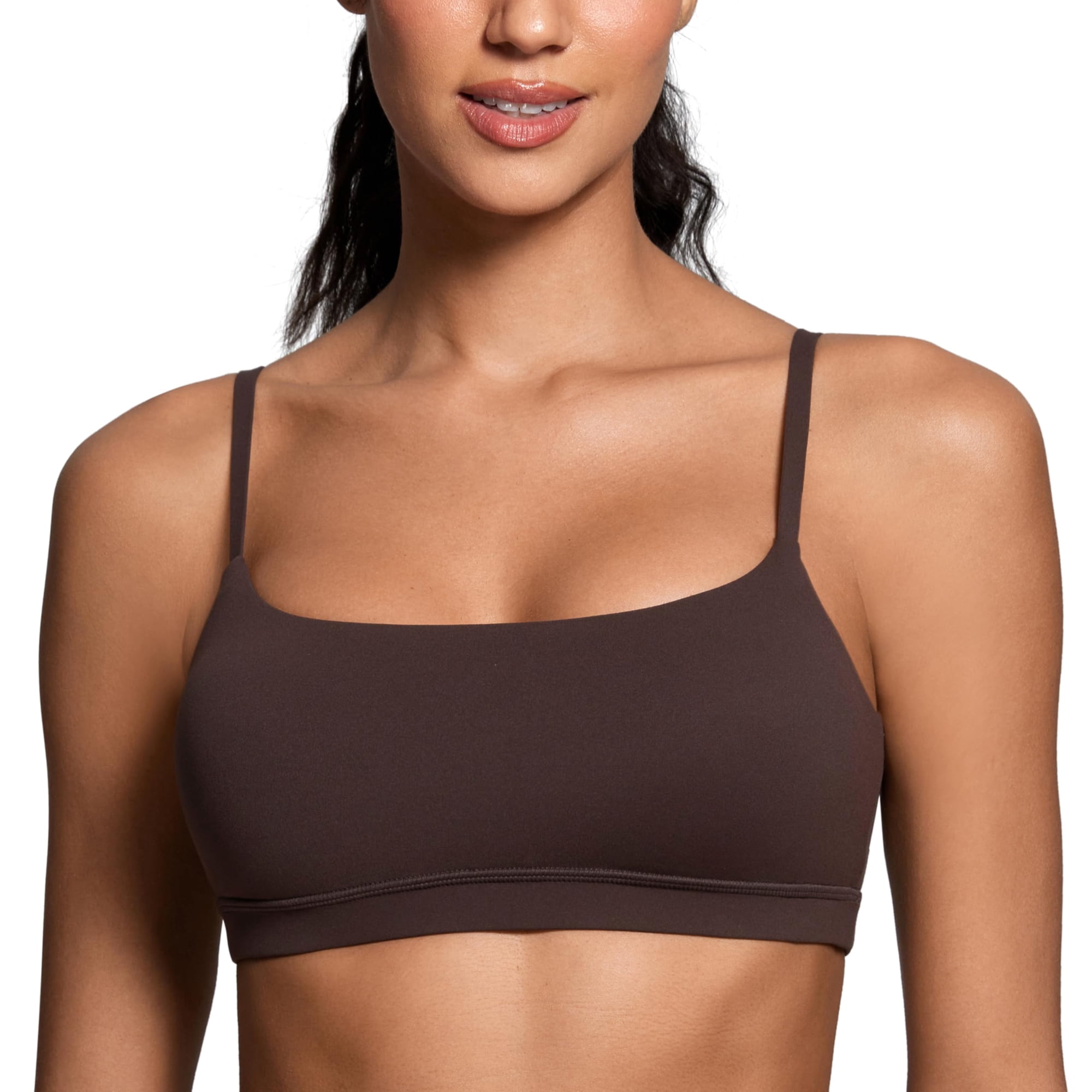 Sostén Crz Yoga Butterluxe Sin Aros Con Relleno Y Escote Redondo Marrón S