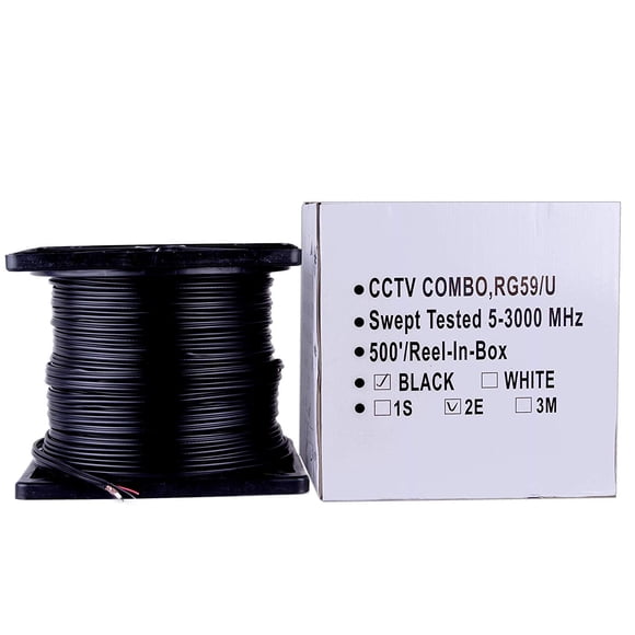Cable CCTV Five Star Cable RG59 siamés de 500 pies con alimentación