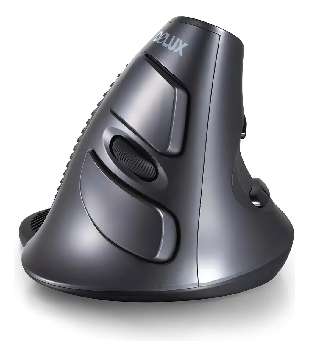 Ratón Láser Vertical Ergonómico 3D Usb 1200 Dpi, Delux M618, Color Negro