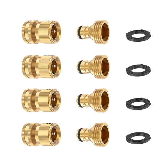 Conector rápido para manguera de jardín FINEST+ de latón, 3/4 de pulgada, 4 juegos