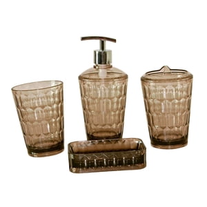 Bothyi - 4 Piezas De Soporte Para Cepillo De Dientes, Dispensador De Jabón Moderno Para Decoración De Baño, Tocador De Hotel, Marrón