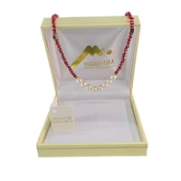 Collar De Perlas De Mallorca Con Cristales Color Rubí