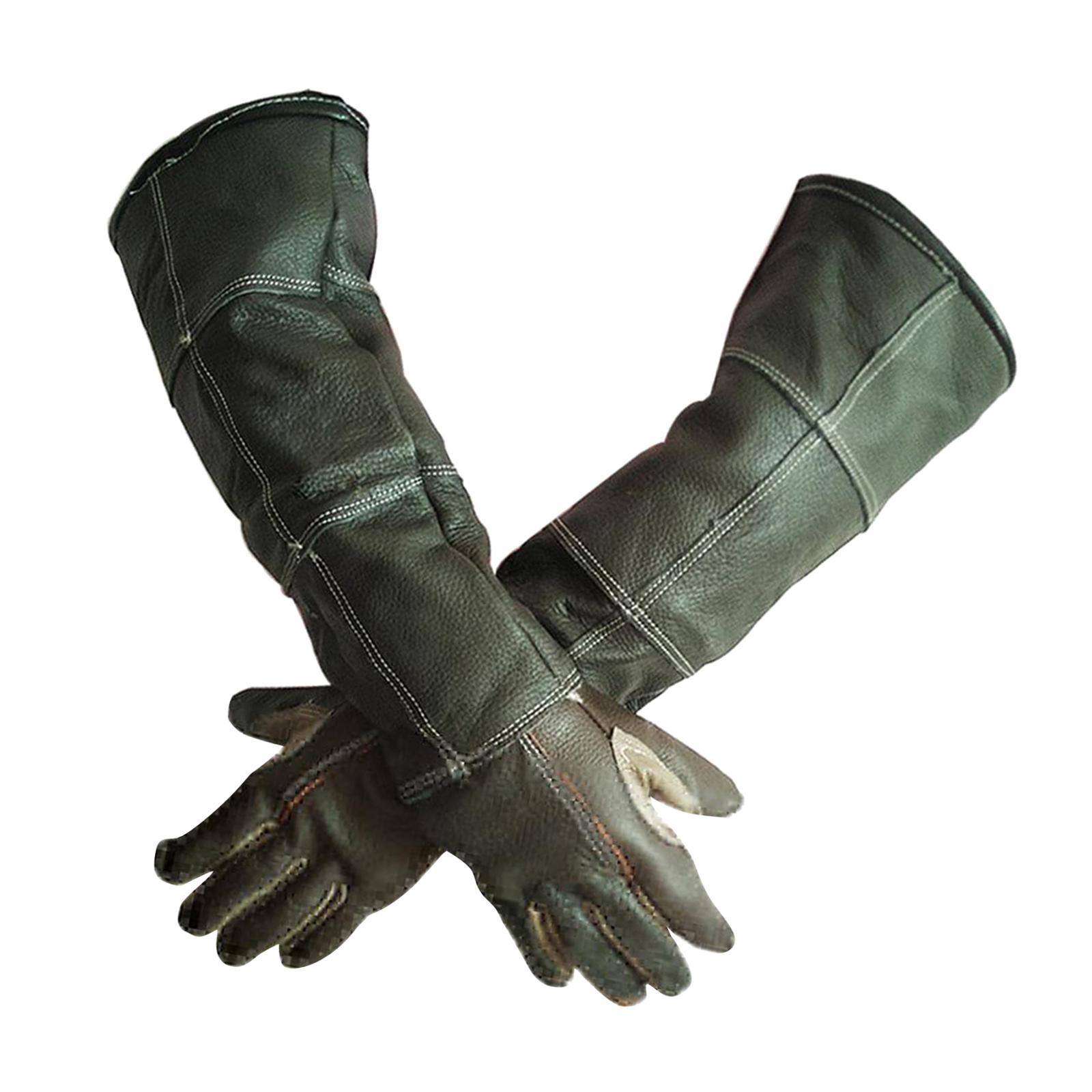 Ioensy - Guantes Antimordida De Piel De Vaca, Protección Para El Manejo De Animales Para Perros Lagarto Serpiente