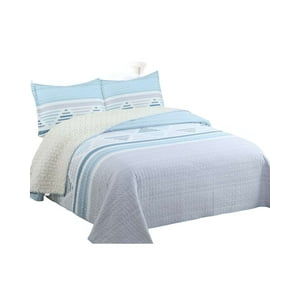 Feiya - Cubrecama Quilt Con Sherpa 2 Plaza 230 Cm X 250 Cm