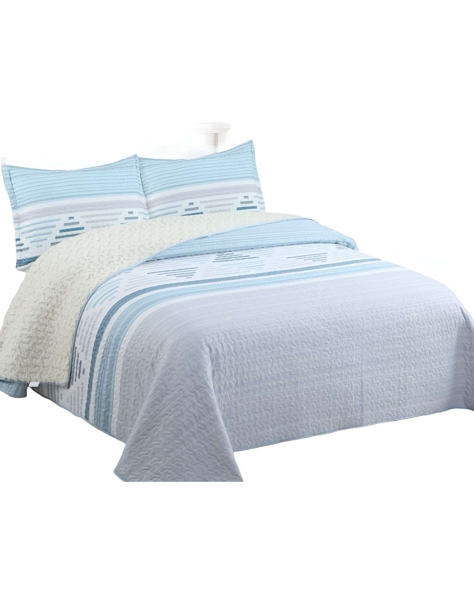 Feiya - Cubrecama Quilt Con Sherpa 2 Plaza 230 Cm X 250 Cm