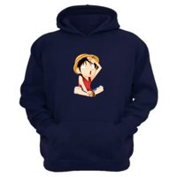 Genérico - Polerón Canguro Luffy Azul Marino Talla Xl Unisex