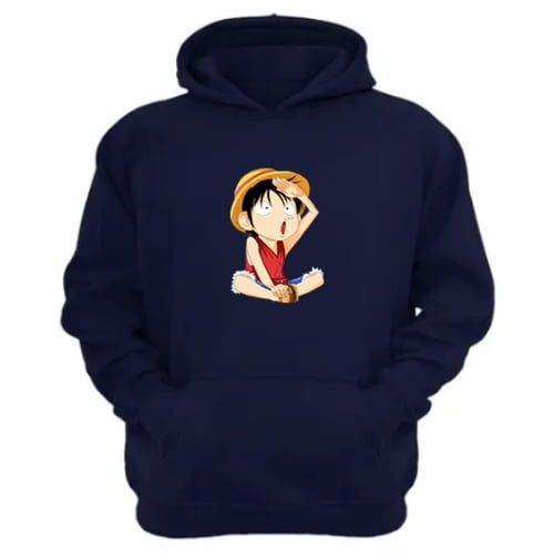Genérico - Polerón Canguro Luffy Azul Marino Talla L Unisex