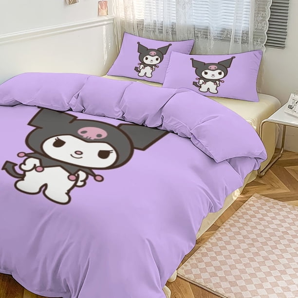 Kuromi Cute Cartoon Character Duvet Cover Set Bedding Set 1 Duvet Cover And 2 Pillowcases 3D Cartoon Printed Comfortable And Ultra Soft Bed Set Room Decor for Bedroom