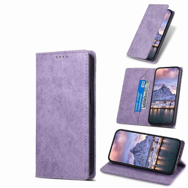 Funda tipo cartera con bloqueo RFID para Xiaomi Poco X7 Pro Con tapa abatible, portatarjetas, cierre magnético, TPU y soporte Morado