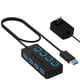 thumbnail image 1 of Hub USB SABRENT de 4 puertos USB 3.0 con interruptores de alimentación y adaptador, 1 of 9