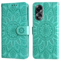 Funda Tipo Cartera Foxdock Para Oppo A58 4G , Diseño Girasol En Relieve, Cuero Pu, Cierre Magnético, Soporte Y Tarjetero