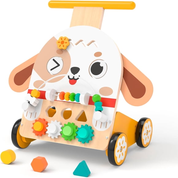 Wooden Baby Walker, 6-in-1 Push Walker for Toddlers