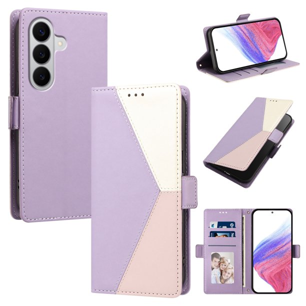 Funda Tipo Libro para Samsung Galaxy A18 con Ranuras, Morado