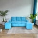 thumbnail image 2 of Living Emanuel 3 Cuerpos Y 2 Poufs - Tela Felpa Turquesa, 2 of 6