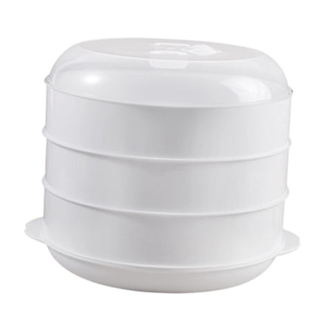 Magideal - Recipiente Para Vaporera De Horno Microondas Para Cocinar, Suministros De Cocina, Suministros De Alimentos, Apto Para Verduras, Recipiente Para Calent Tres Capas