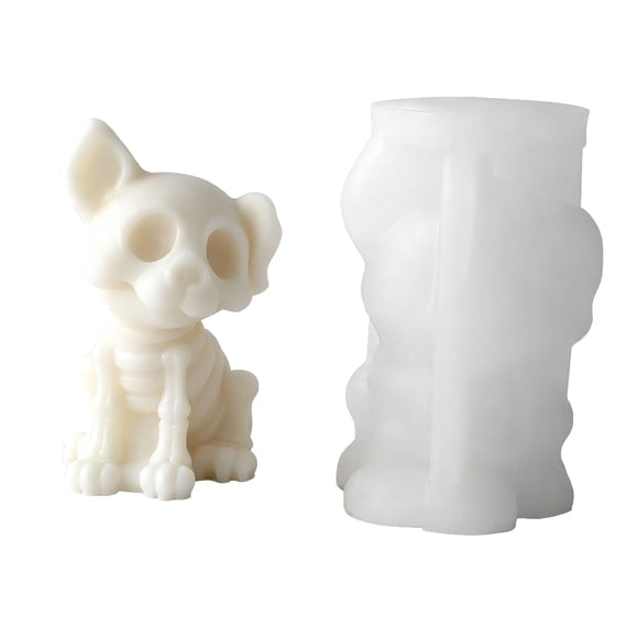 Molde de silicona Anlan-angel 3D de esqueleto de perro para velas y jabón