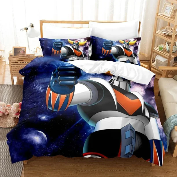 x1478 Bed SheetsCartoon Goldorak Grendizer Bedding Set Duvet Cover Bed Set Quilt Cover Pillowcase Comforter Size Boys Adult 3-Piece Bedding Set (1 Duvet Cover + 2 Pillow Shams) nj1478