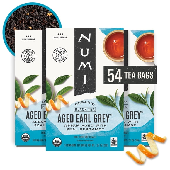 Té Numi Aged Earl Grey orgánico con 54 bolsitas de té negro