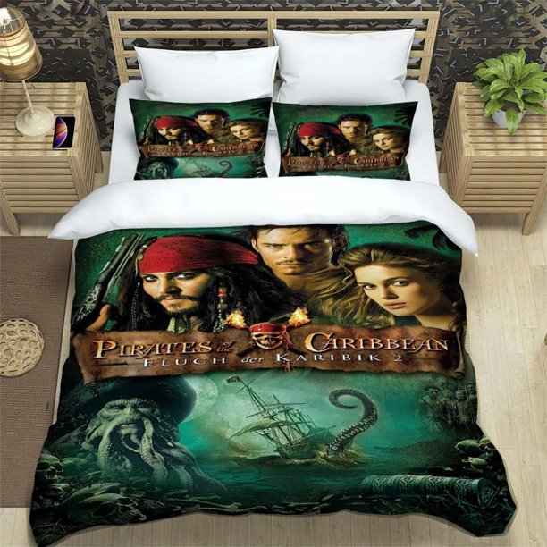 Pirates of the Caribbean Bedding Set,Single Twin Full Queen King Size, 3D Gothic Skull Duvet Cover,Adult Kid Bedroom Bedding Set Bed Sheets