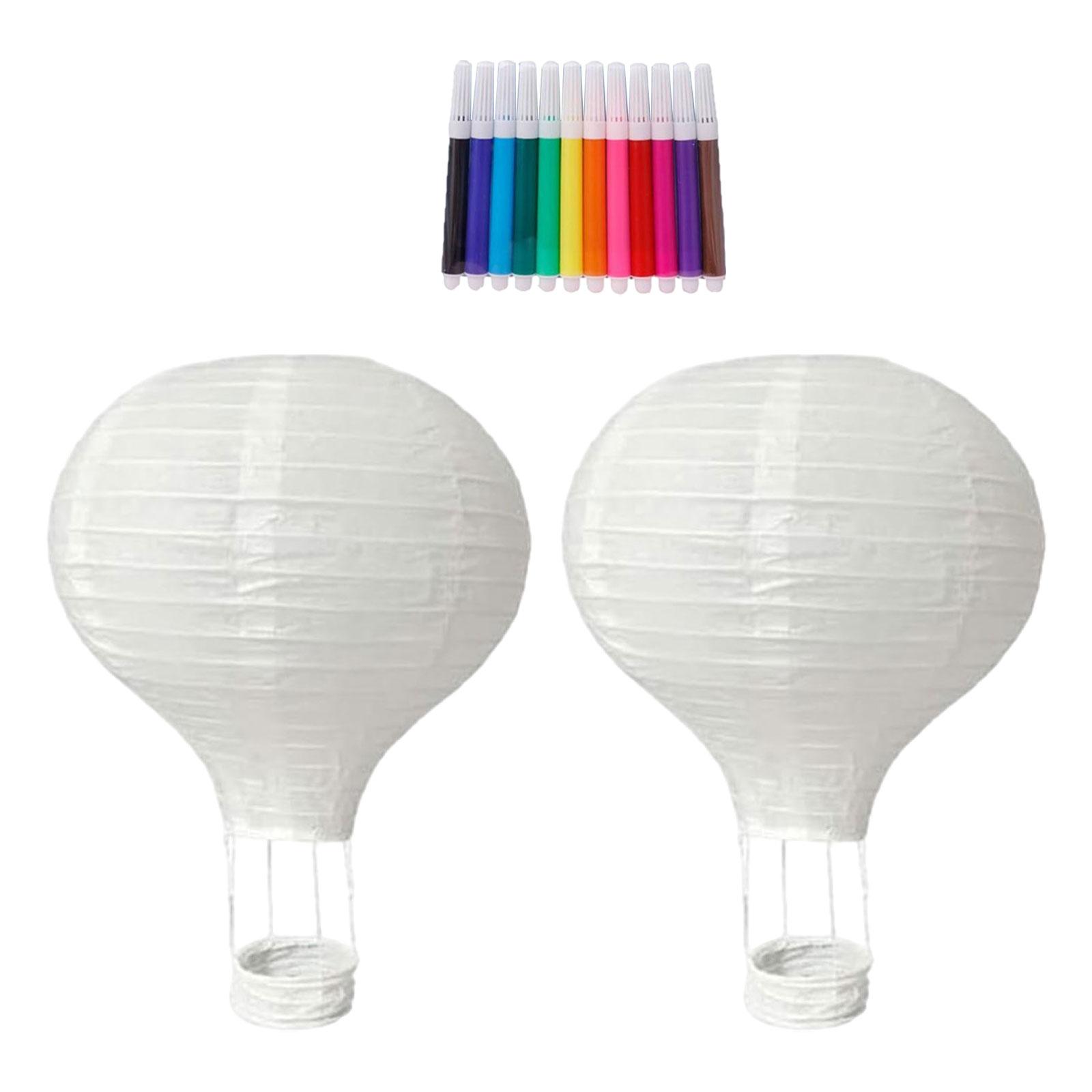 Magideal - 2 Globos Aerostáticos Sin Terminar, Proyecto De Manualidades De Bricolaje Con 12 Lápices De Acuarela, Decoración De Lámpara Para Pintura De Aniversari