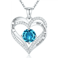 Collar Heshpaws Love Pendant Con Zirconia Y Piedra De Nacimiento