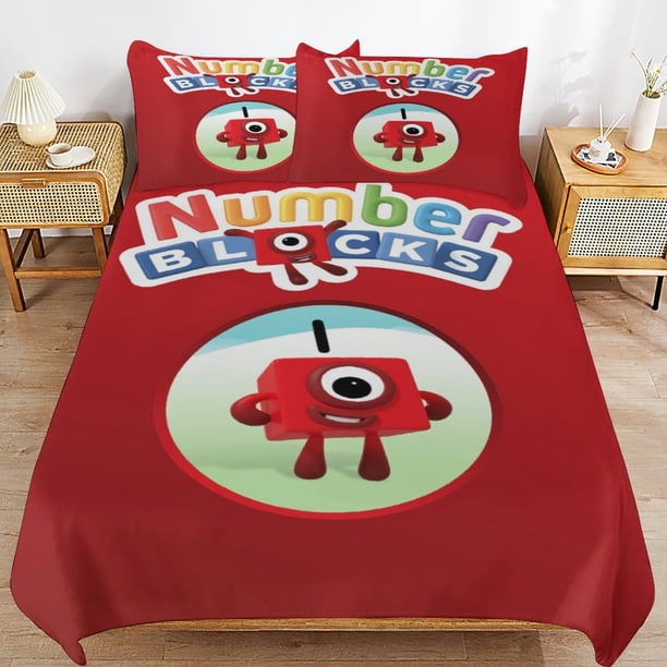 x127 Numberblocks Bed Duvet Cover Microfiber Bedding Sets 3D Printed Lightweight 3 Piece Comforter Sets, 1 Duvet Cover And 2 Pillow Shams for Kids Boys Girls 79"x90" jn127