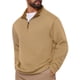 thumbnail image 4 of Suéter de Hombre INSPIRE CHIC con Cremallera de un Cuarto y Cuello Simulado Polo Casual XL Caqui, 4 of 5