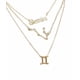 thumbnail image 1 of Collar Multicapa 3 En 1 Colgantes Zodiaco Geminis baño de oro 14kl, 1 of 6