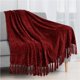 thumbnail image 1 of Manta PAVILIA de chenilla roja borgoña, 100% poliéster, 1 of 7