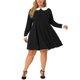 thumbnail image 1 of Agnes Orinda Disfraces de Halloween Vestido de Mujer Talla Grande Cuello Peter Pan Manga Larga Otoño Invierno Vestido Midi Línea A 1X Negro, 1 of 8